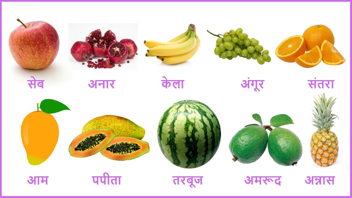 100+ फलों के नाम | Fruits Name in Hindi and English ...